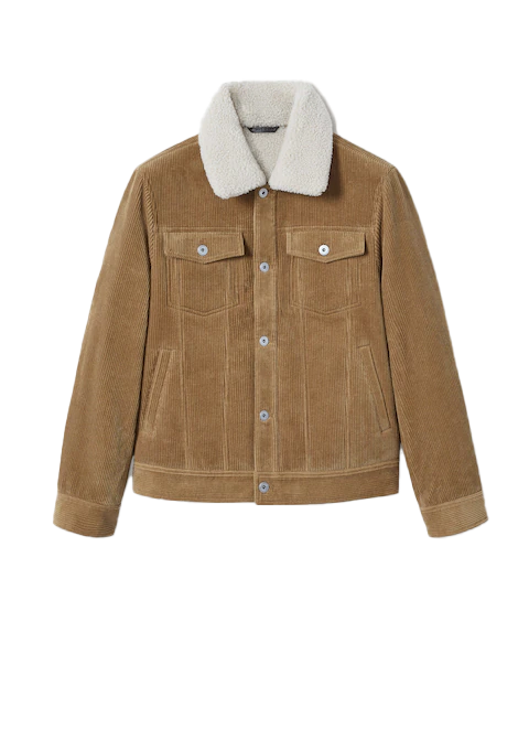 Mango Faux Shearling-Lined Corduroy Jacket